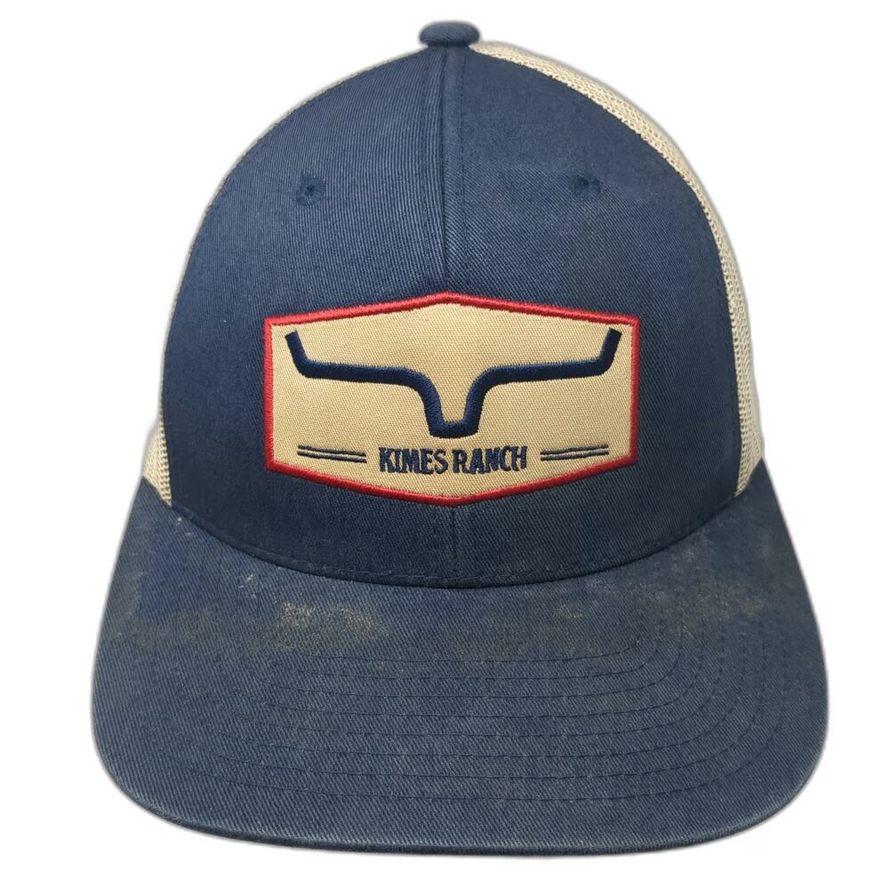 Kimes Ranch Trucker Hat Blue Beige Red One Size Mesh Snapback Patch Longhorn